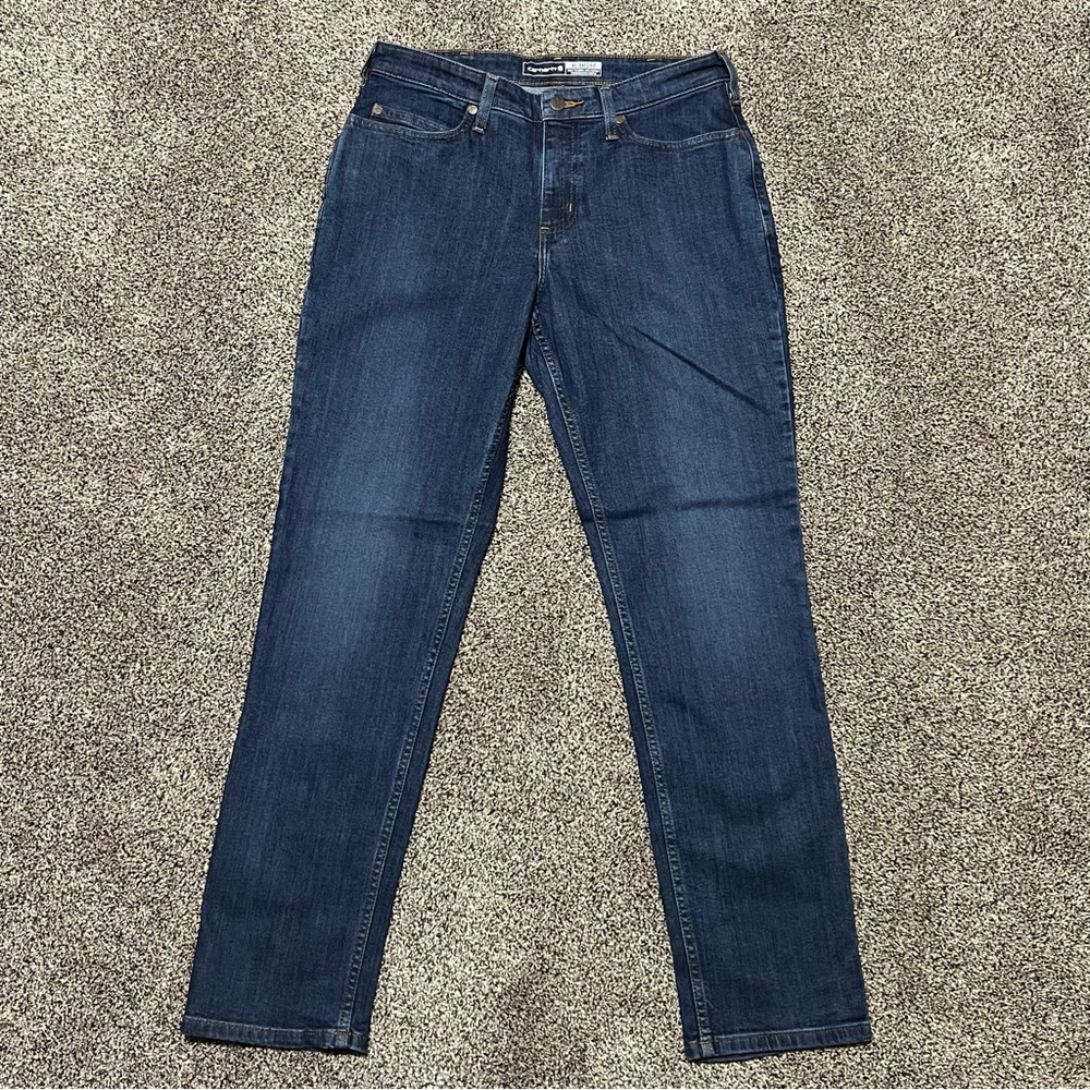 New Carhartt Women’s 8 Rugged Flex Relax Fit Blue Jeans